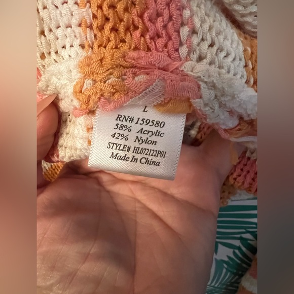 Pink Lily sweater sz L orange, white and pink striped knit - Picture 3 of 4